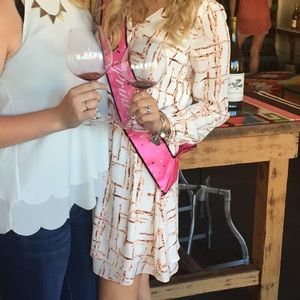 White House black market pink and white dress